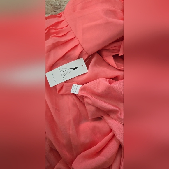 Raseal Flutter Sleeve Chiffon Bridesmaid Dress with Pockets In CORAL #1013 - Picture 4 of 7